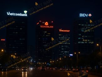 Thi công chữ nổi inox gắn Led tòa nhà tại Hà Nội