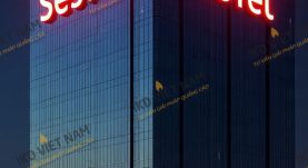 Chữ nổi inox gắn Led tòa nhà tại Hà Nội