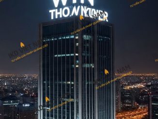 Thi công chữ nổi inox gắn Led tòa nhà