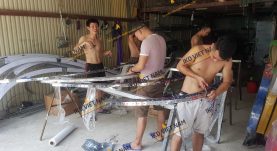Gia công lắp đặt biển hiệu quảng cáo tòa nhà inox