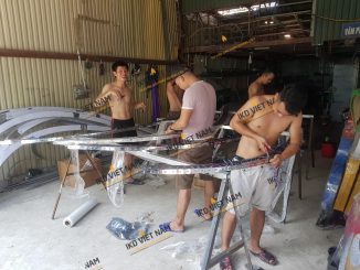 Gia công lắp đặt biển hiệu quảng cáo tòa nhà inox